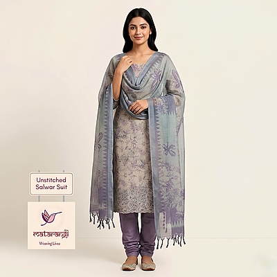 Matarangi Purple Linen Silk Salwar Material Matarangi Purple Linen Silk Salwar Material