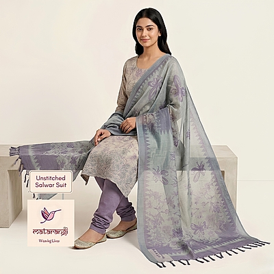 Matarangi Purple Linen Silk Salwar Material
