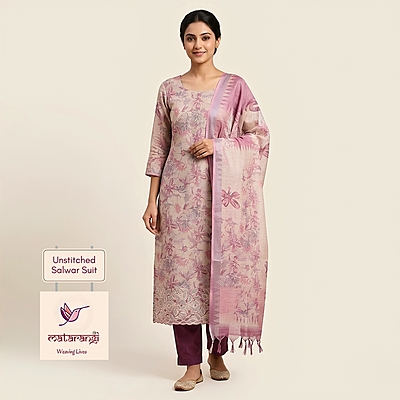 Matarangi Mauve Linen Silk Salwar Material Matarangi Mauve Linen Silk Salwar Material