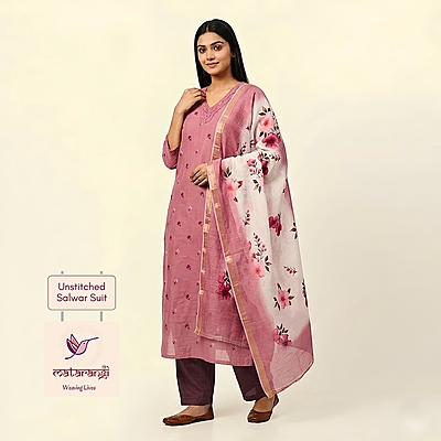 Matarangi Pastel Burgundy Linen Silk Salwar Material