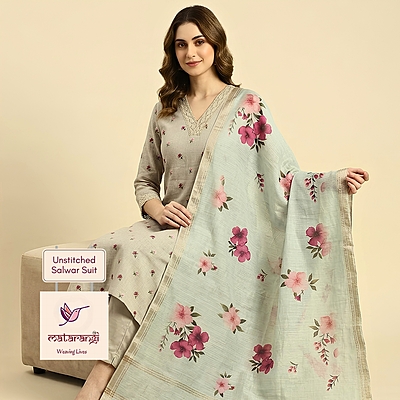 Matarangi Pastel Moong Green Linen Silk Salwar Material