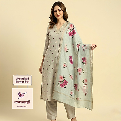 Matarangi Pastel Moong Green Linen Silk Salwar Material Matarangi Pastel Moong Green Linen Silk Salwar Material