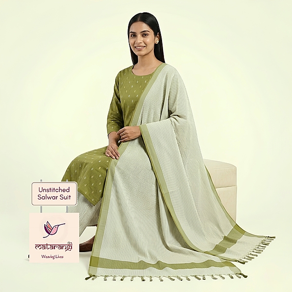 Matarangi Green Cotton Salwar Material Matarangi Green Cotton Salwar Material
