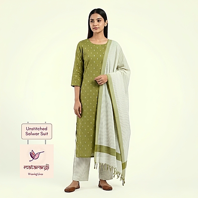 Matarangi Green Cotton Salwar Material Matarangi Green Cotton Salwar Material