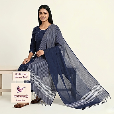 Matarangi Blue Pure Cotton Handloom Salwar Material Matarangi Blue Pure Cotton Handloom Salwar Material