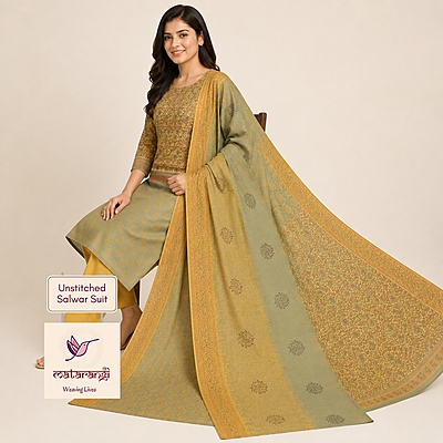 Matarangi Yellow & Green Kota Doria HB Salwar Material Matarangi Yellow & Green Kota Doria HB Salwar Material