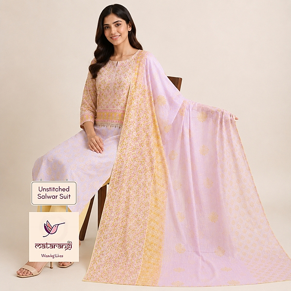 Matarangi Yellow & Pink Kota Doria HB Salwar Material Matarangi Yellow & Pink Kota Doria HB Salwar Material