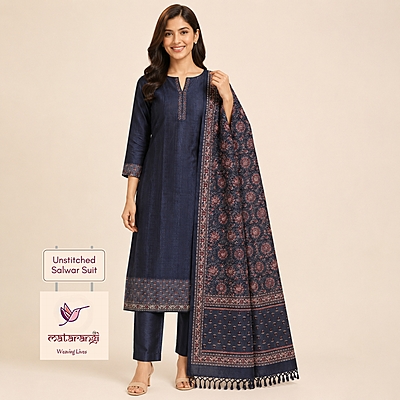 Matarangi Black Printed Tussar Salwar Material