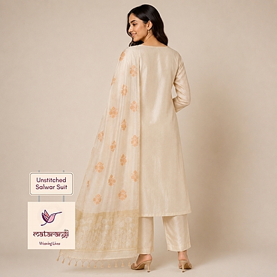 Matarangi Yellow Munga Silk Handwork Salwar Material Matarangi Yellow Munga Silk Handwork Salwar Material