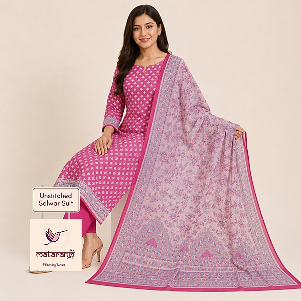 Matarangi Maroon Silk Madubhani Salwar Material Matarangi Maroon Silk Madubhani Salwar Material