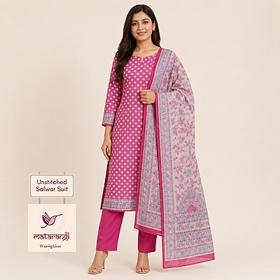 Matarangi Maroon Silk Madubhani Salwar Material Matarangi Maroon Silk Madubhani Salwar Material