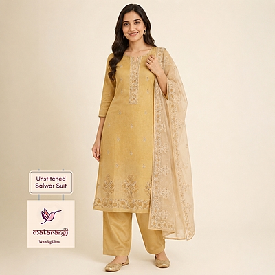 Matarangi Mustard Linen Silk Salwar Material