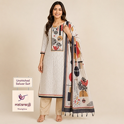 Matarangi Cream Chanderi Silk Hand Work Salwar Material