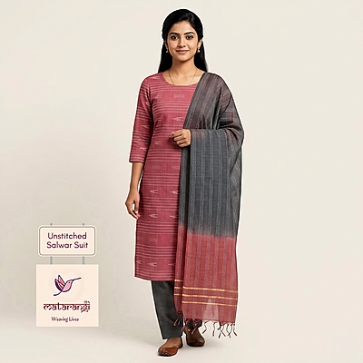Matarangi Burgundy Woven Tussar Salwar Material Matarangi Burgundy Woven Tussar Salwar Material