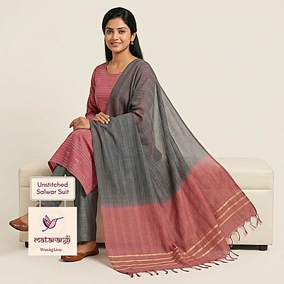 Matarangi Burgundy Woven Tussar Salwar Material Matarangi Burgundy Woven Tussar Salwar Material