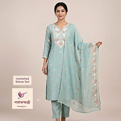 Matarangi Blue Mul Chanderi Salwar Material