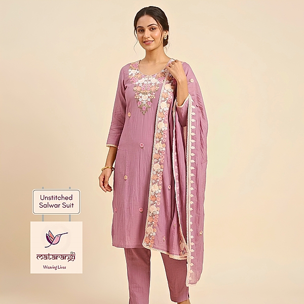 Matarangi Mauve Mul Chanderi Salwar Material Matarangi Mauve Mul Chanderi Salwar Material