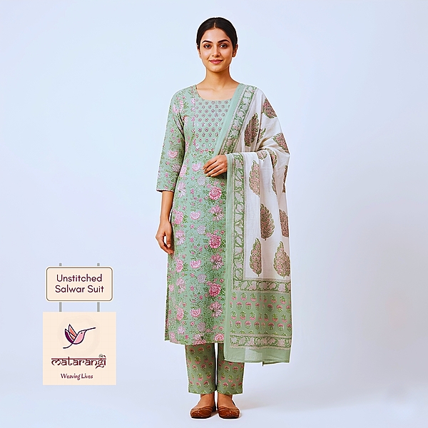 Matarangi Sage Green Cotton Salwar Material Matarangi Sage Green Cotton Salwar Material