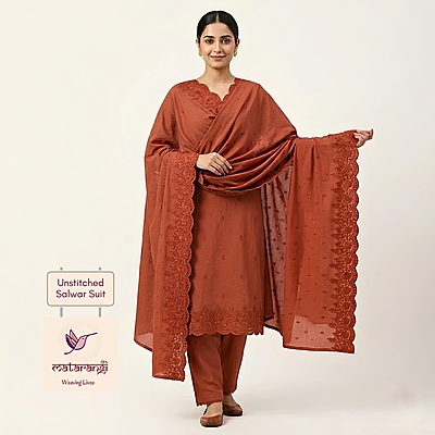 Matarangi Brick Red Aplique Salwar Material