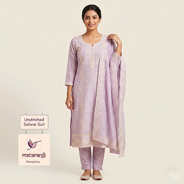 Matarangi Lavendar Mul Chanderi Salwar Material Matarangi Lavendar Mul Chanderi Salwar Material