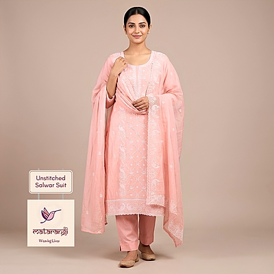 Matarangi Peach Mul Chanderi Salwar Material
