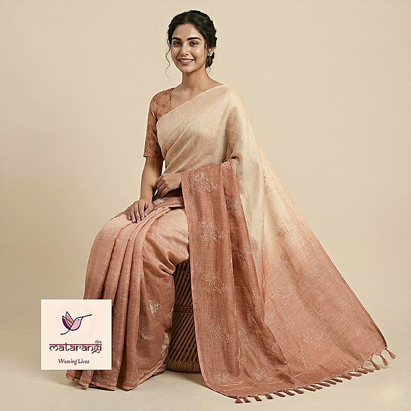 Matarangi Linen Silk Applique Work Saree Matarangi Linen Silk Applique Work Saree