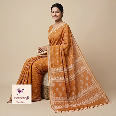 Matarangi Mustard Kota HB Print Saree Matarangi Mustard Kota HB Print Saree