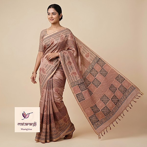 Matarangi Beige Chanderi Silk Cotton Saree Matarangi Beige Chanderi Silk Cotton Saree
