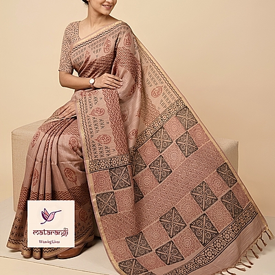 Matarangi Beige Chanderi Silk Cotton Saree Matarangi Beige Chanderi Silk Cotton Saree
