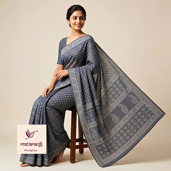 Matarangi Blue Chanderi Silk Cotton Saree Matarangi Blue Chanderi Silk Cotton Saree