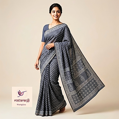 Matarangi Blue Chanderi Silk Cotton Saree Matarangi Blue Chanderi Silk Cotton Saree
