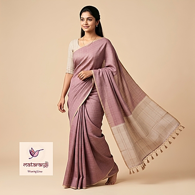 Matarangi Brown Fiber Tussar Saree