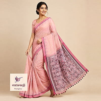 Matarangi Brown Bengal Handloom Muslin Cotton Saree