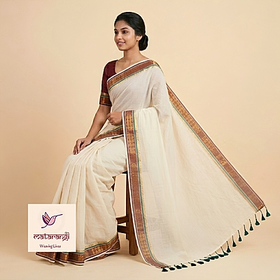 Brown & Green Kanchi Border Pure Mulmul Cotton Saree Brown & Green Kanchi Border Pure Mulmul Cotton Saree