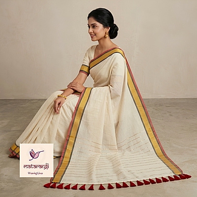 Maroon & Black border Pure Mulmul Cotton Saree