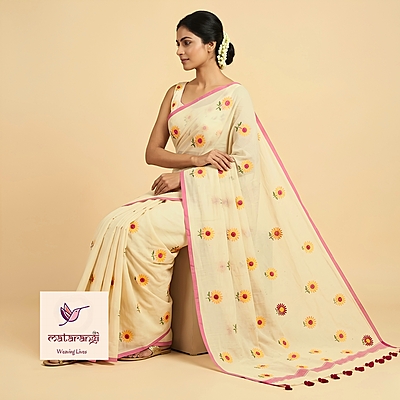 Matarangi Yellow Sunflower embroidered Saree Matarangi Yellow Sunflower embroidered Saree
