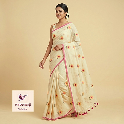 Matarangi Yellow Sunflower embroidered Saree Matarangi Yellow Sunflower embroidered Saree
