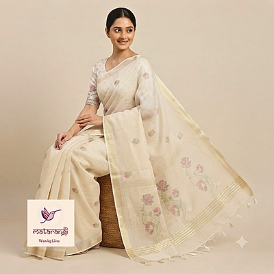 Matarangi Cream Munga Cotton Saree Matarangi Cream Munga Cotton Saree