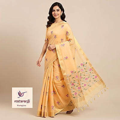 Matarangi Yellow Jamdani Silk Cotton Saree