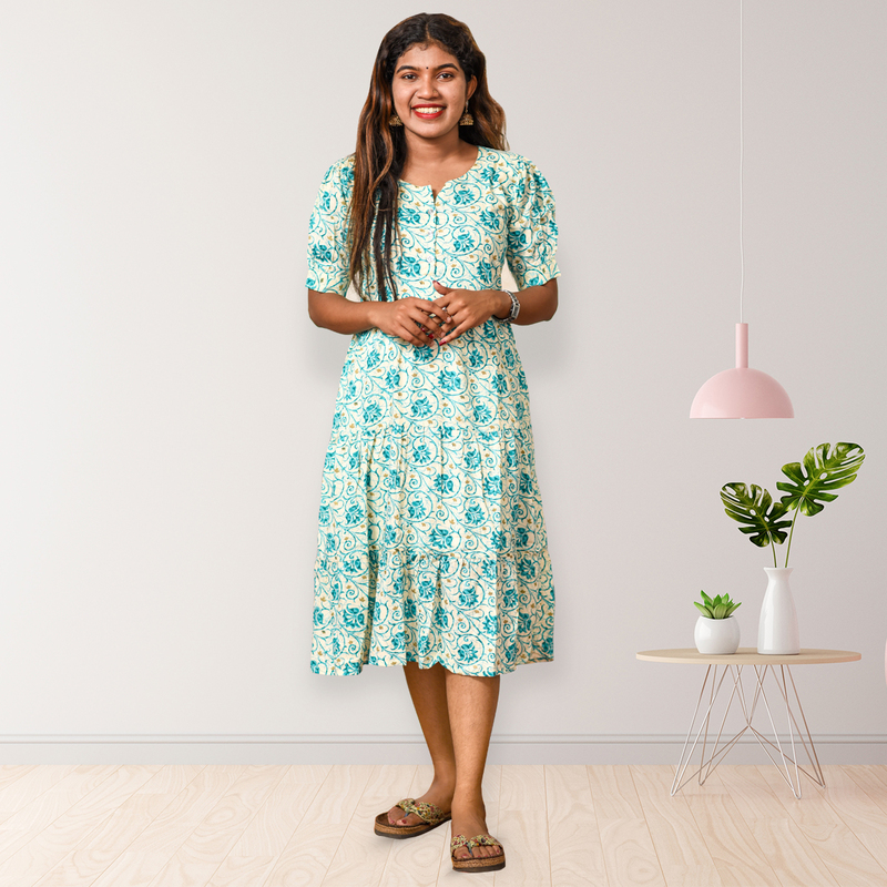 Simran-Teal Floral Grace