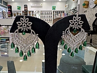 Green Stone AD Ear Ring