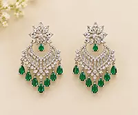 Green Stone AD Ear Ring