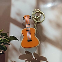 Guitar Shape Button Clicker Keychain