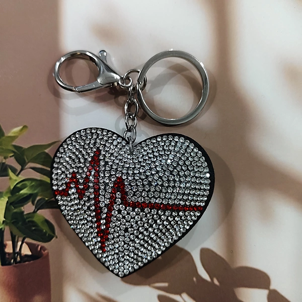 beat hear Rhinestone Keychain