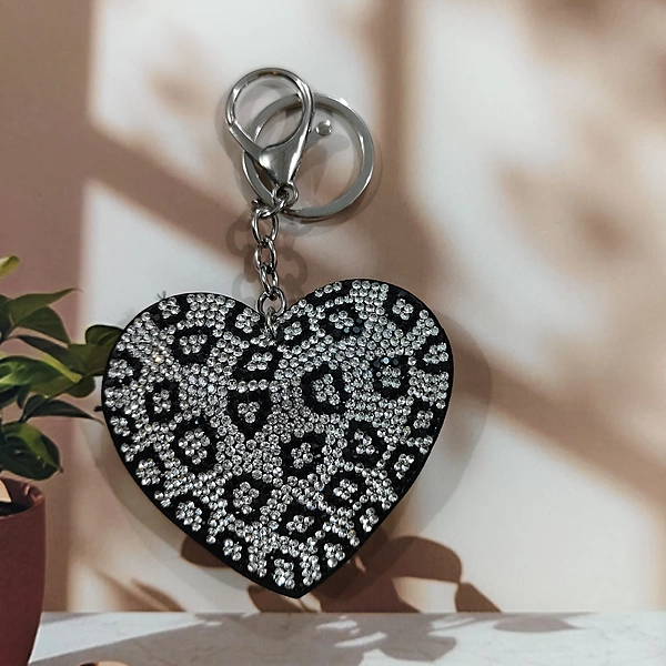 Leopard Print Rhinestone Keychain
