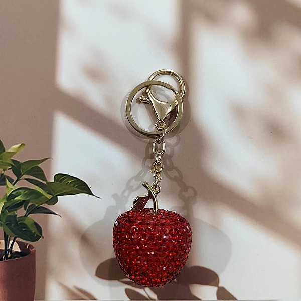 Red Apple Rhinestone Keychain