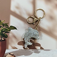 White Fish Rhinestone Keychain