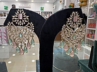 Pastel Green and Pink Mehandi Earring