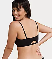 ENAMOR Moulded Double Layer Front Women's Cotton Cami Bra - Detachable Slim Straps with Back Keyhole, Non Padded, Wirefree, High Coverage A022