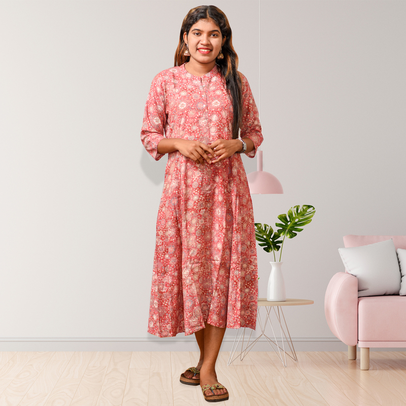 Zara Foil Printed Flayer Top – Pink Petals